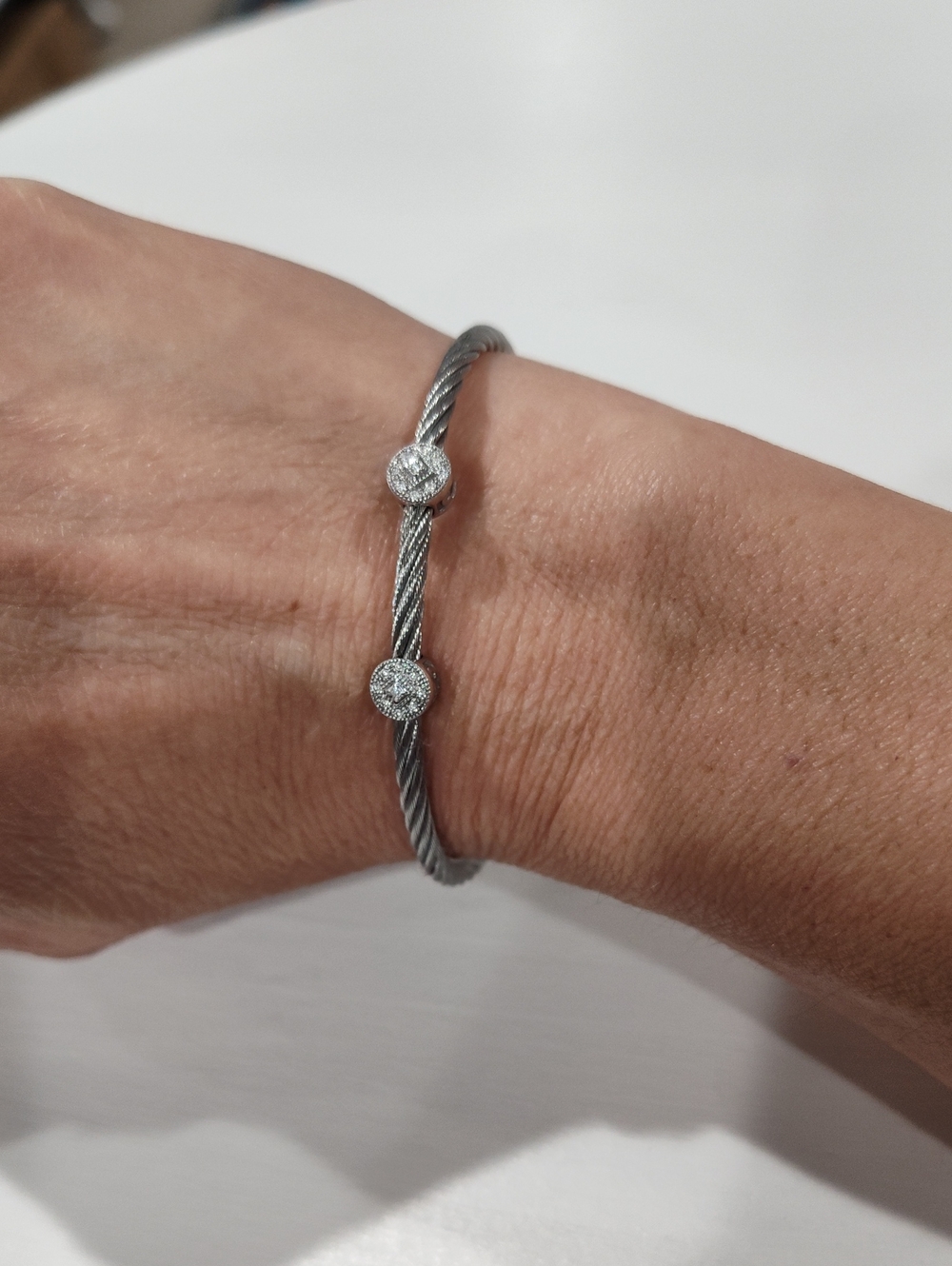 Charriol Double 18k Gold Diamond Station Bracelet On Stainless Steel Cable